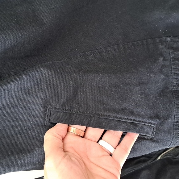 Old Navy  Canvas Moto Jacket Womens Size L Black Asymmetrical Diagonal Z… - Picture 8 of 9